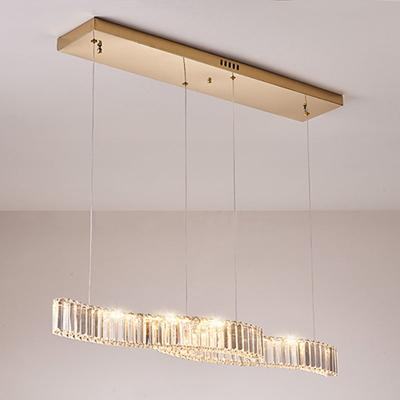 Iluminación lineal lineal de 2 luces Luces de isla de cristal contemporánea en oro
