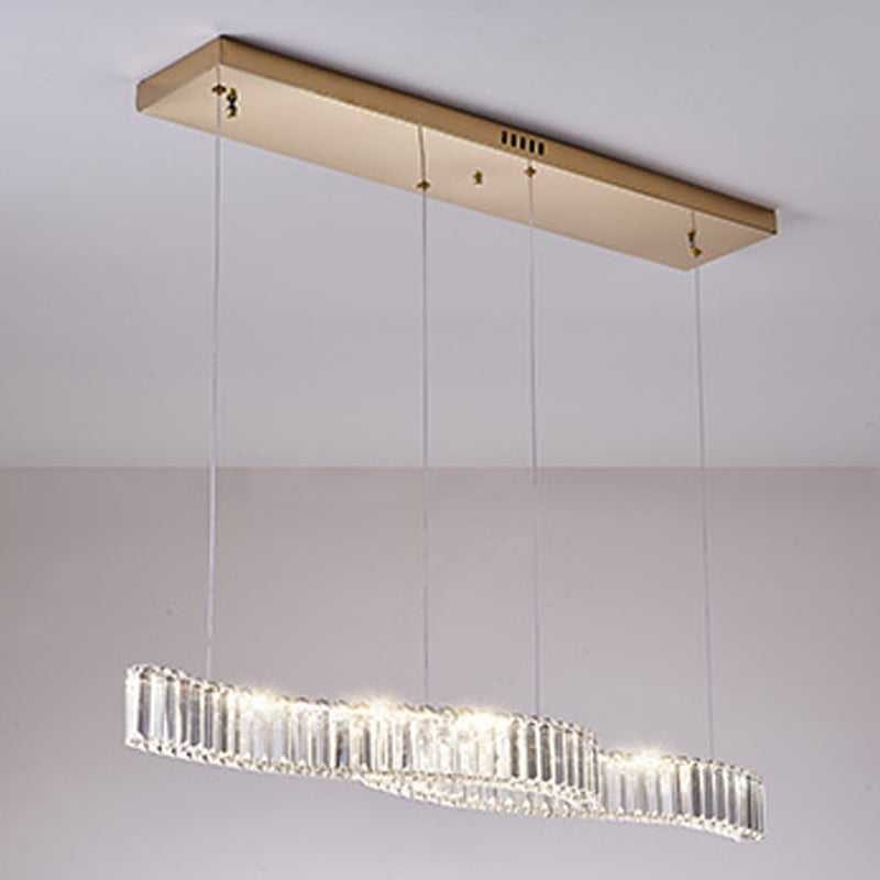 Iluminación lineal lineal de 2 luces Luces de isla de cristal contemporánea en oro