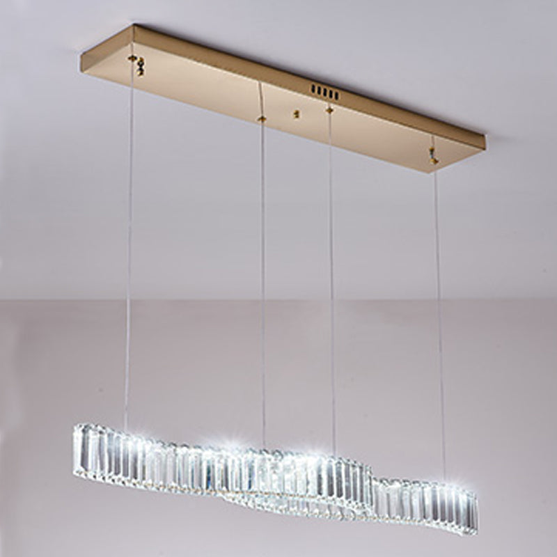 Iluminación lineal lineal de 2 luces Luces de isla de cristal contemporánea en oro