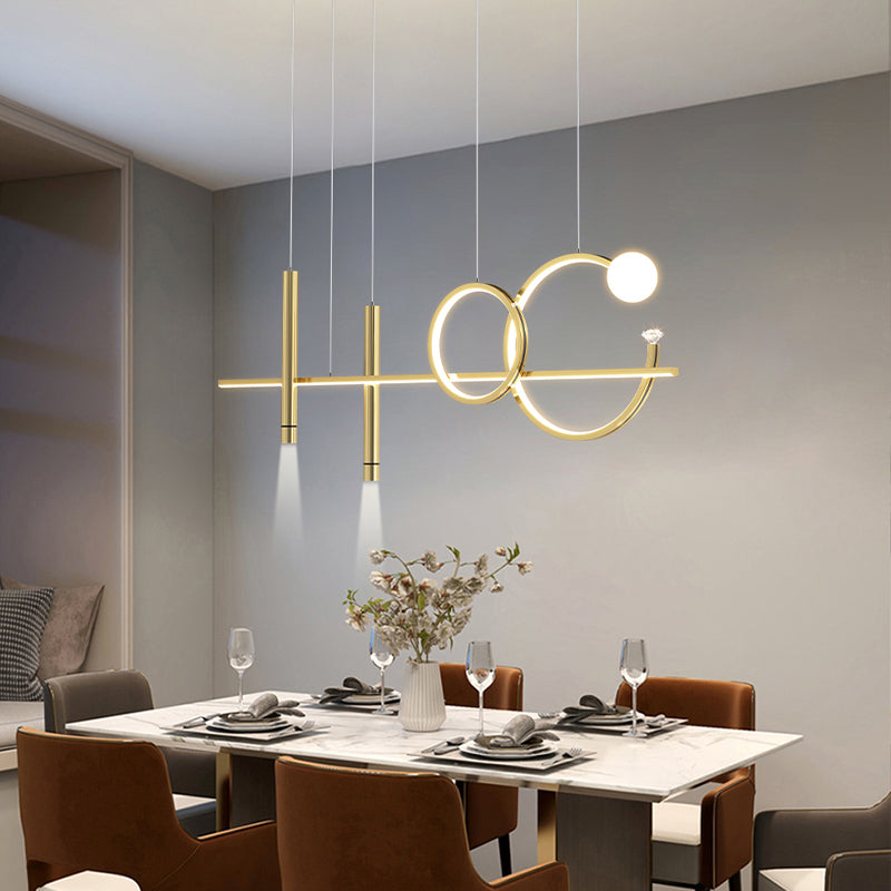6-Light Linear Island Lighting Contemporary Metal Island Lights for Dining Room