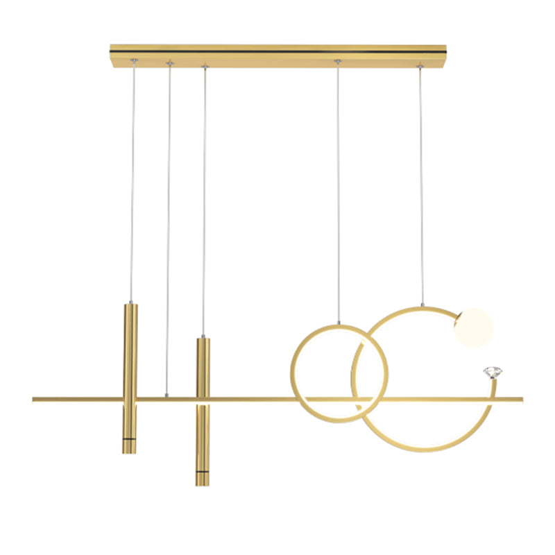 6-Light Linear Island Lighting Contemporary Metal Island Lights for Dining Room