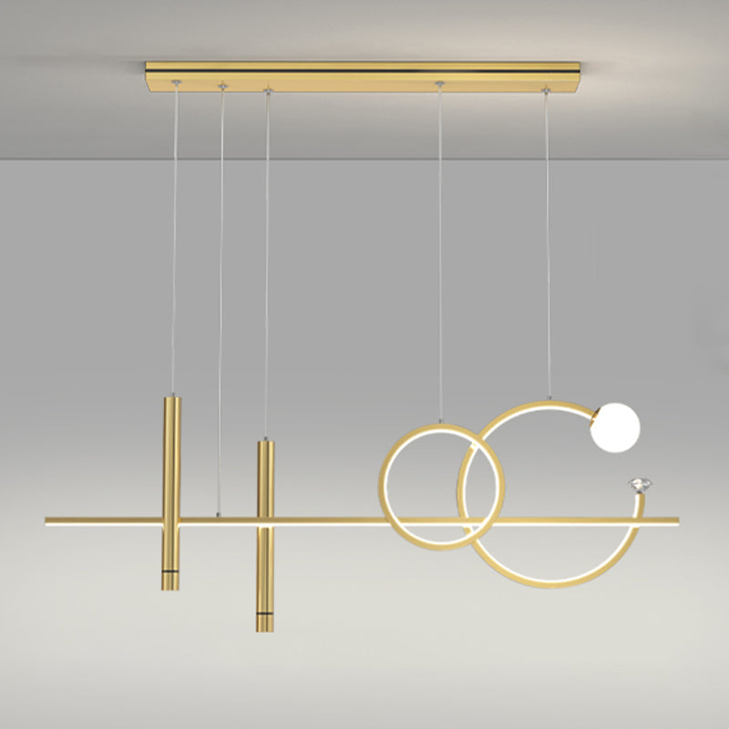 6-Light Linear Island Lighting Contemporary Metal Island Lights for Dining Room