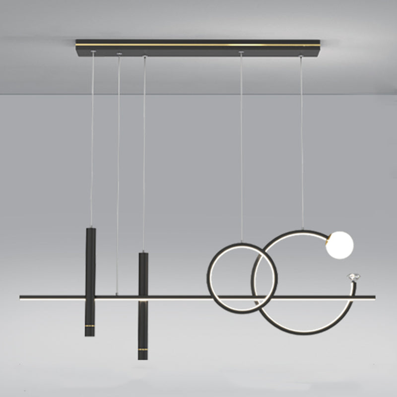 6-Light Linear Island Lighting Contemporary Metal Island Lights for Dining Room