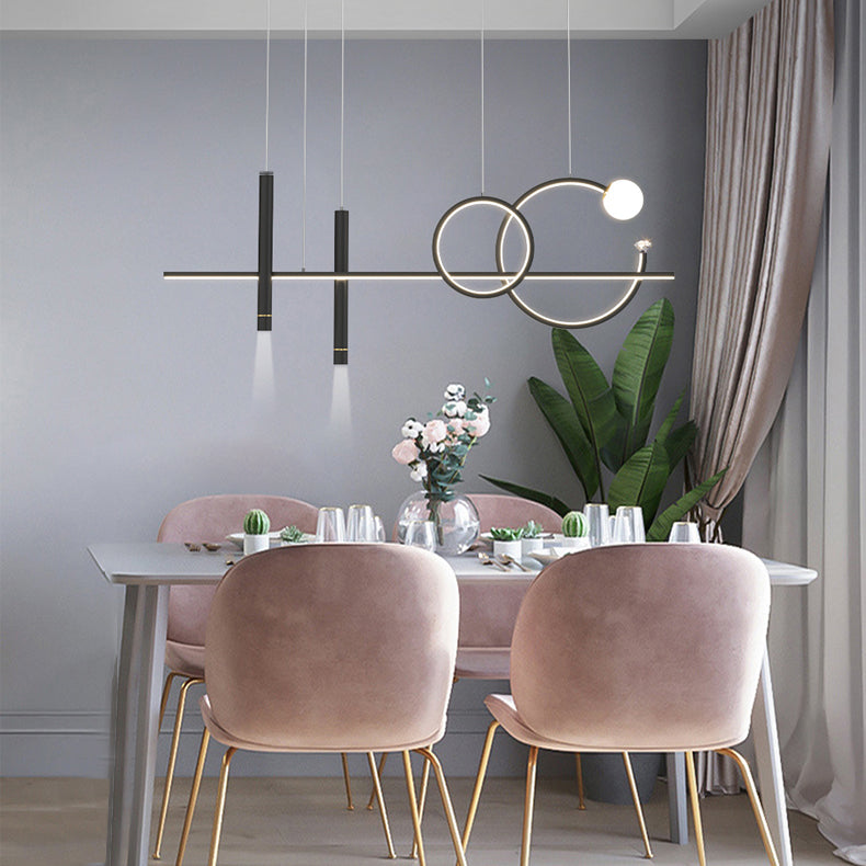 6-Light Linear Island Lighting Contemporary Metal Island Lights for Dining Room
