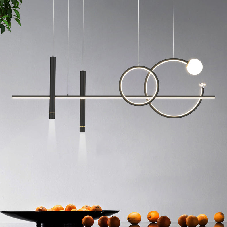 6-Light Linear Island Lighting Contemporary Metal Island Lights for Dining Room