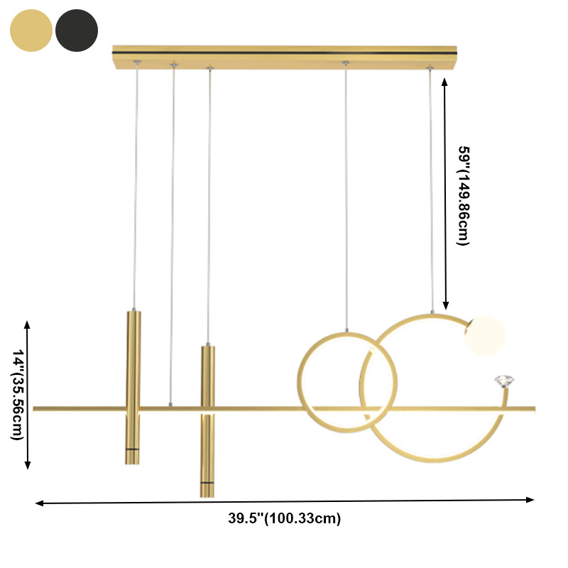 6-Light Linear Island Lighting Contemporary Metal Island Lights for Dining Room