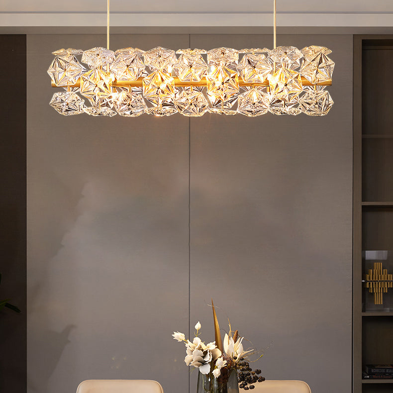 Pendants contemporains Crystal de flocon de neige 18 lumières de l'île légère en or