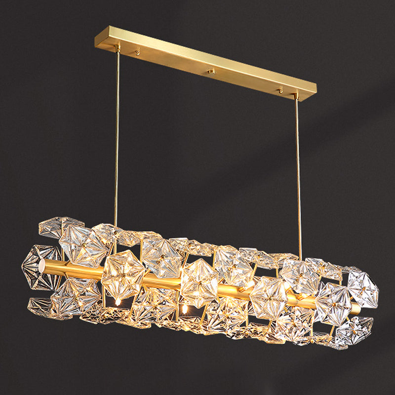 Pendants contemporains Crystal de flocon de neige 18 lumières de l'île légère en or