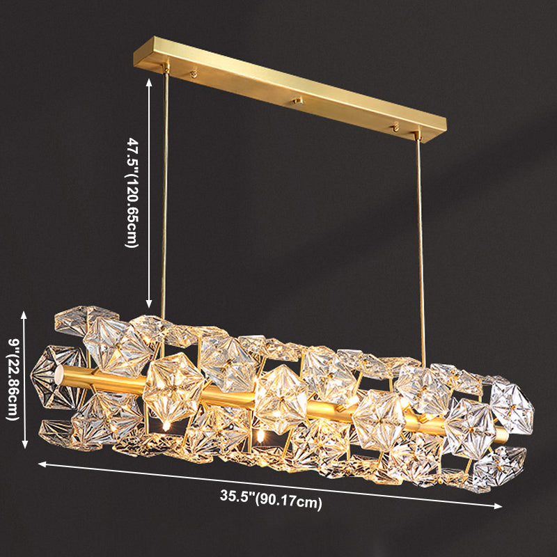 Pendants contemporains Crystal de flocon de neige 18 lumières de l'île légère en or