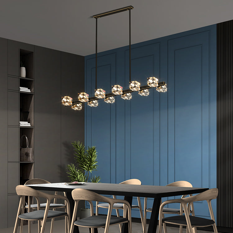Cube Island Lighting Contemporary Island Lights with Crystal Shade