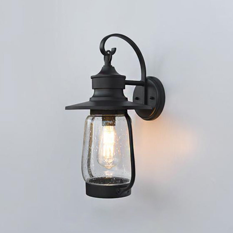 Glass Geometric Shade Wall Lighting Industrial Style 1 Light Wall Mounted Light Fixture in Black
