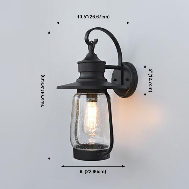 Glass Geometric Shade Wall Lighting Industrial Style 1 Light Wall Mounted Light Fixture in Black