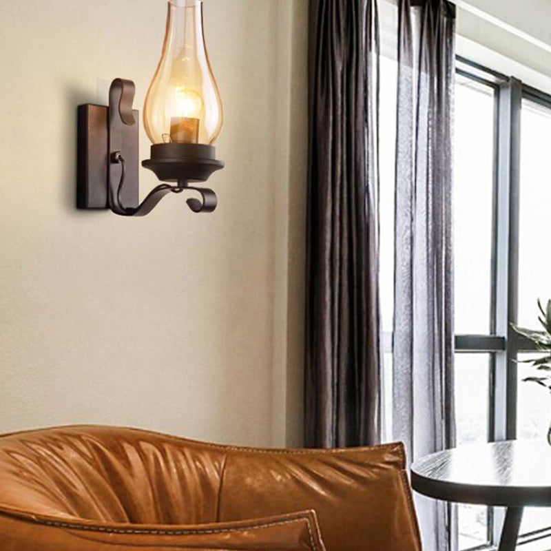Glass Geometric Shade Wall Lighting Industrial Style 1 Light Wall Mounted Light Fixture in Black