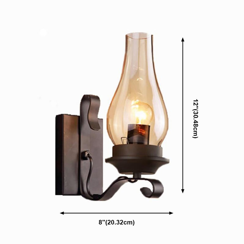 Glass Geometric Shade Wall Lighting Industrial Style 1 Light Wall Mounted Light Fixture in Black