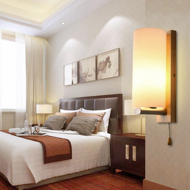 Moderne Stil Zylinderwand Schanckbeleuchtung Holz 1 leichte Wandmontagelampen