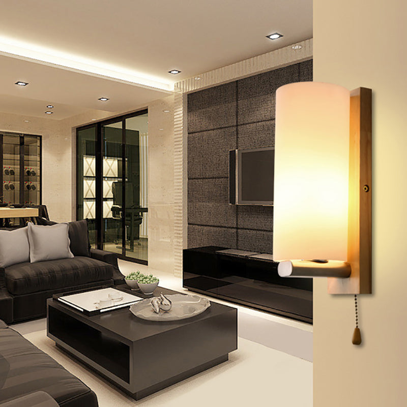 Moderne Stil Zylinderwand Schanckbeleuchtung Holz 1 leichte Wandmontagelampen