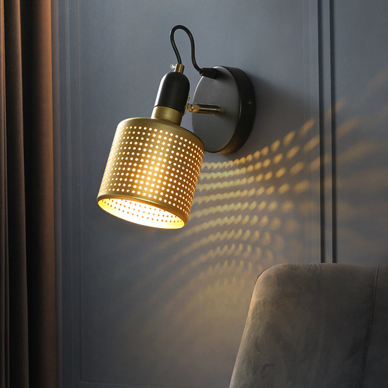Moderner Stil Verstellbarer Zylinderwandleuchten Beleuchtung Metall 1 Lichtwandmontierte Lampen in Gold