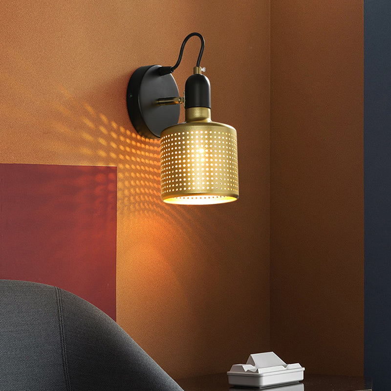 Moderner Stil Verstellbarer Zylinderwandleuchten Beleuchtung Metall 1 Lichtwandmontierte Lampen in Gold