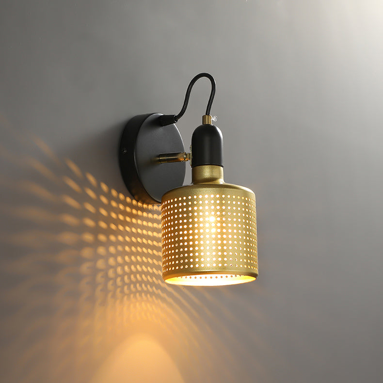 Moderner Stil Verstellbarer Zylinderwandleuchten Beleuchtung Metall 1 Lichtwandmontierte Lampen in Gold