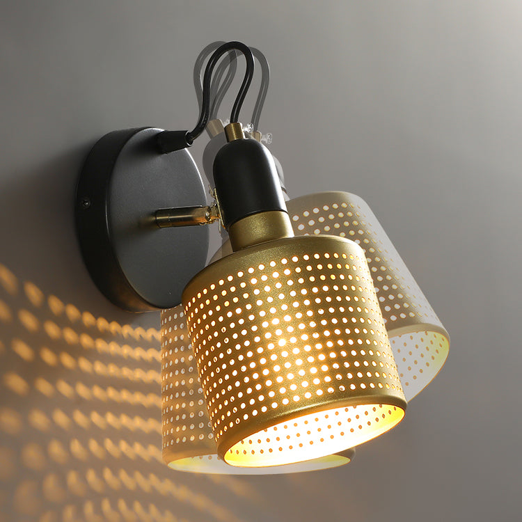 Moderner Stil Verstellbarer Zylinderwandleuchten Beleuchtung Metall 1 Lichtwandmontierte Lampen in Gold