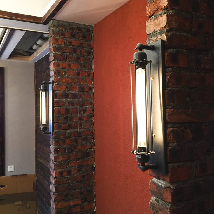 Industrial Style Rectangular Wall Sconce Lighting Metal 1 Light Wall Mounted Lamps