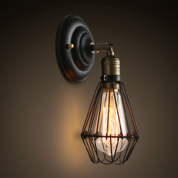 Industrial Style Caged Wall Sconce Lighting Metal 1 Light Wall Mounted Lamps
