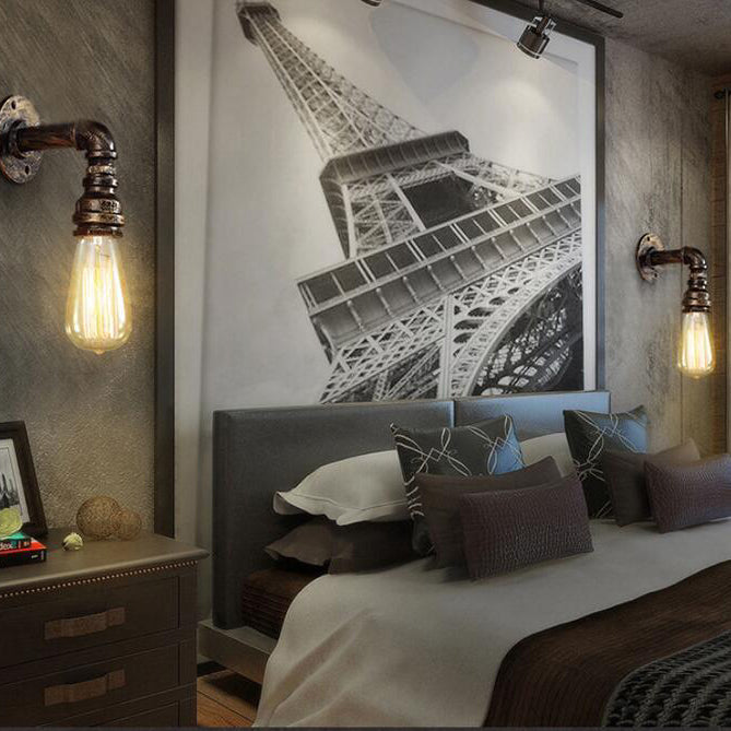 Pipa dell'acqua ombra illuminazione a parete metallica in stile industriale 1 lampada montata a parete