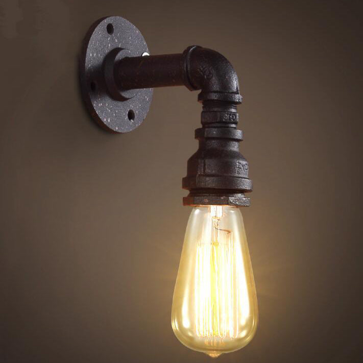 Pipa dell'acqua ombra illuminazione a parete metallica in stile industriale 1 lampada montata a parete