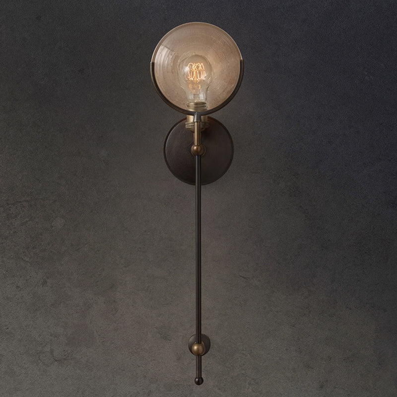 Glass Round Shade Wall Lighting Industrial Style 1 Light Wall Mounted Light Fixture in Black