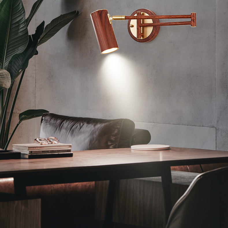 1-Licht-Zylinderwandbeleuchtung moderner Metallwandmontageleuchte in Braun