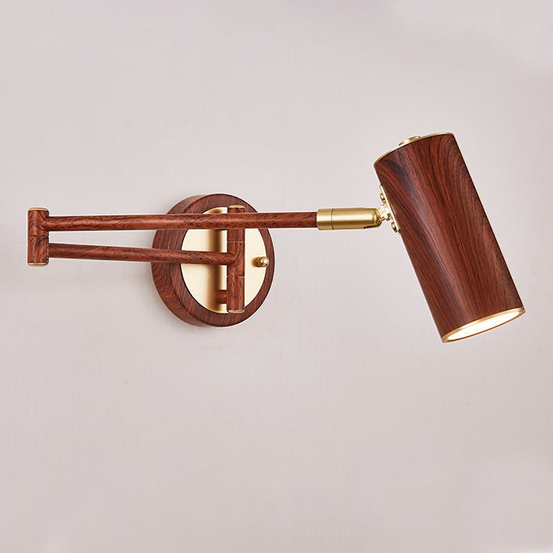 1-Licht-Zylinderwandbeleuchtung moderner Metallwandmontageleuchte in Braun