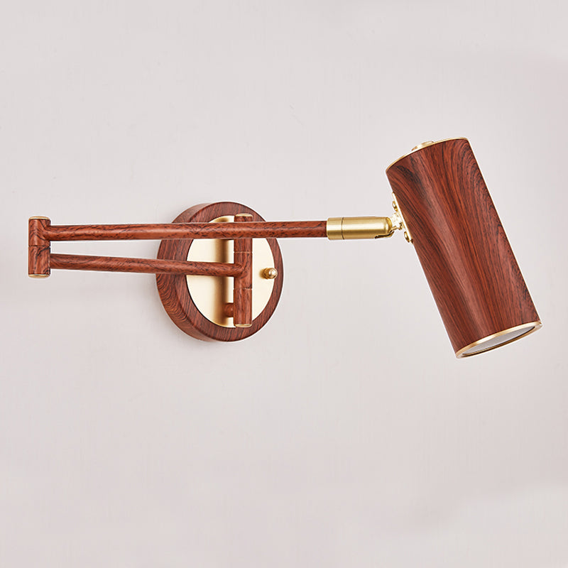 1-Licht-Zylinderwandbeleuchtung moderner Metallwandmontageleuchte in Braun