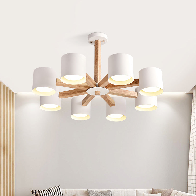 Nordic Modern Style Chandelier Lighting Fixtures Cylinder Wood Chandelier Lights