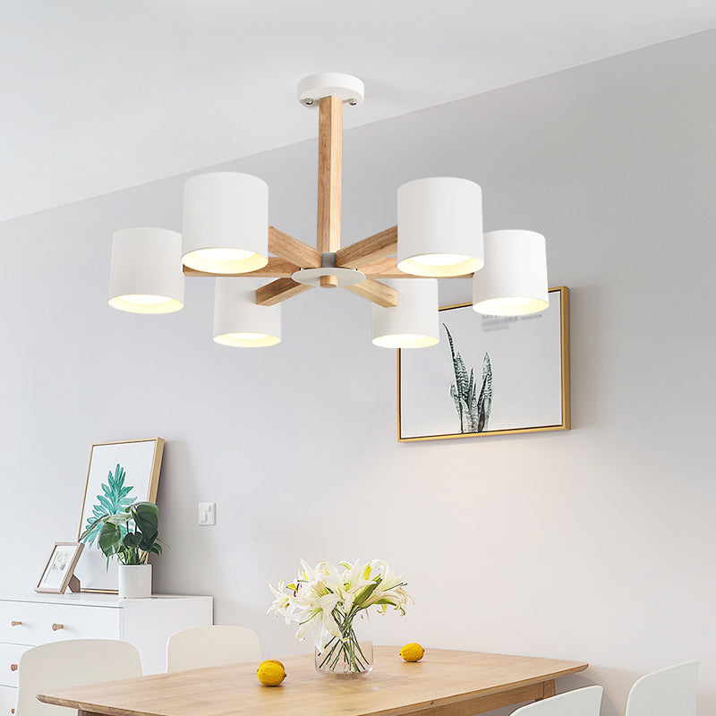 Nordic Modern Style Chandelier Lighting Fixtures Cylinder Wood Chandelier Lights