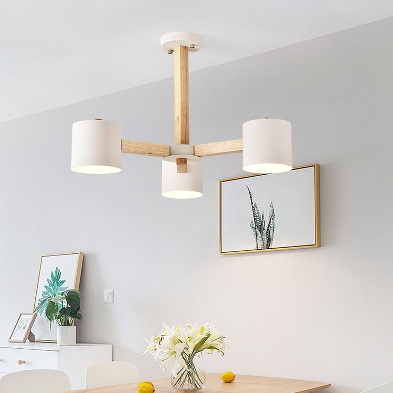 Nordic Modern Style Chandelier Lighting Fixtures Cylinder Wood Chandelier Lights