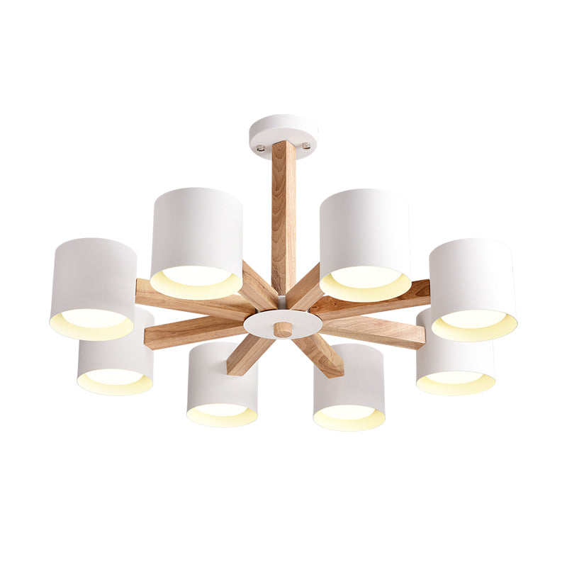 Nordic Modern Style Chandelier Lighting Fixtures Cylinder Wood Chandelier Lights