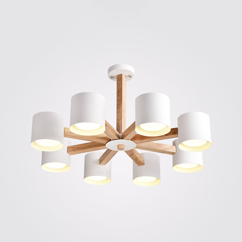 Nordic Modern Style Chandelier Lighting Fixtures Cylinder Wood Chandelier Lights