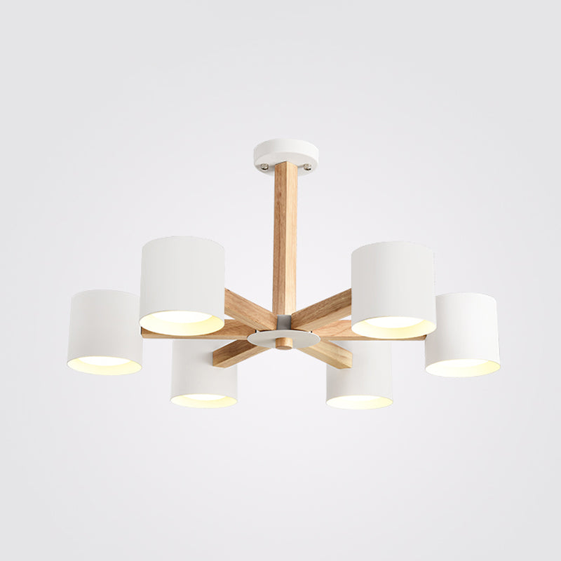 Nordic Modern Style Chandelier Lighting Fixtures Cylinder Wood Chandelier Lights