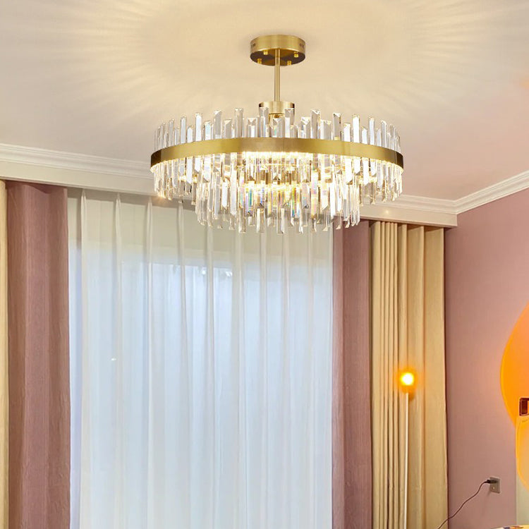Modern Simple LED Chandelier Crystal Circular Pendant Light for Dining Room