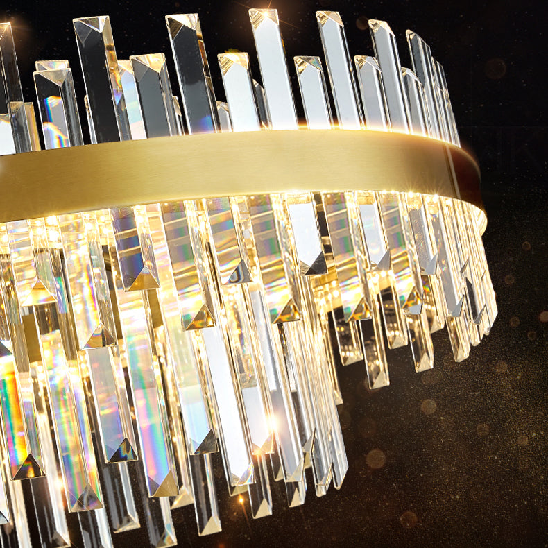 Modern Simple LED Chandelier Crystal Circular Pendant Light for Dining Room