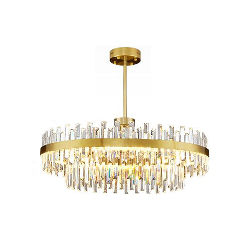 Modern Simple LED Chandelier Crystal Circular Pendant Light for Dining Room