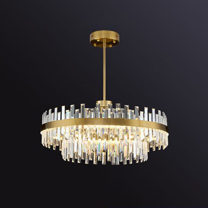 Modern Simple LED Chandelier Crystal Circular Pendant Light for Dining Room