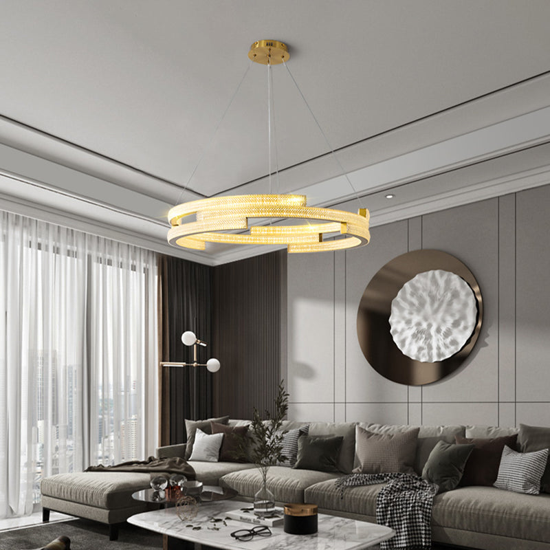 Contemporary Luxury LED Pendant Light Metal Linear Chandelier for Living Room