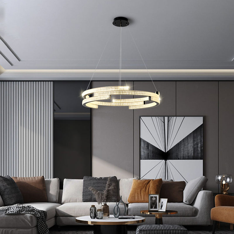 Contemporary Luxury LED Pendant Light Metal Linear Chandelier for Living Room