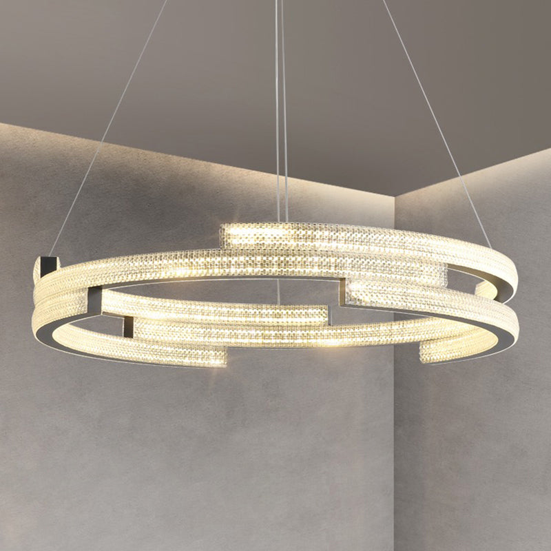 Contemporary Luxury LED Pendant Light Metal Linear Chandelier for Living Room