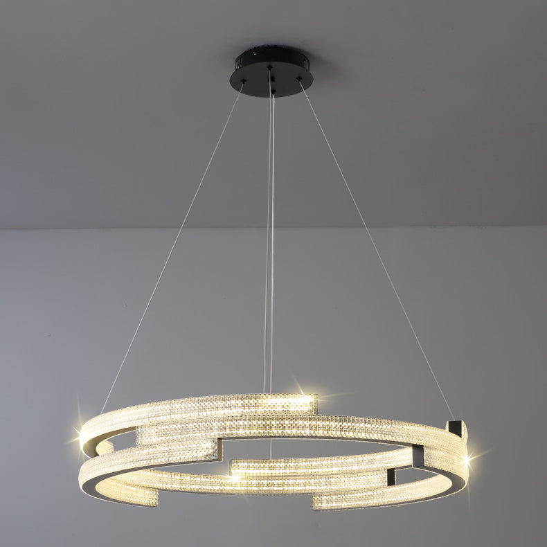 Contemporary Luxury LED Pendant Light Metal Linear Chandelier for Living Room
