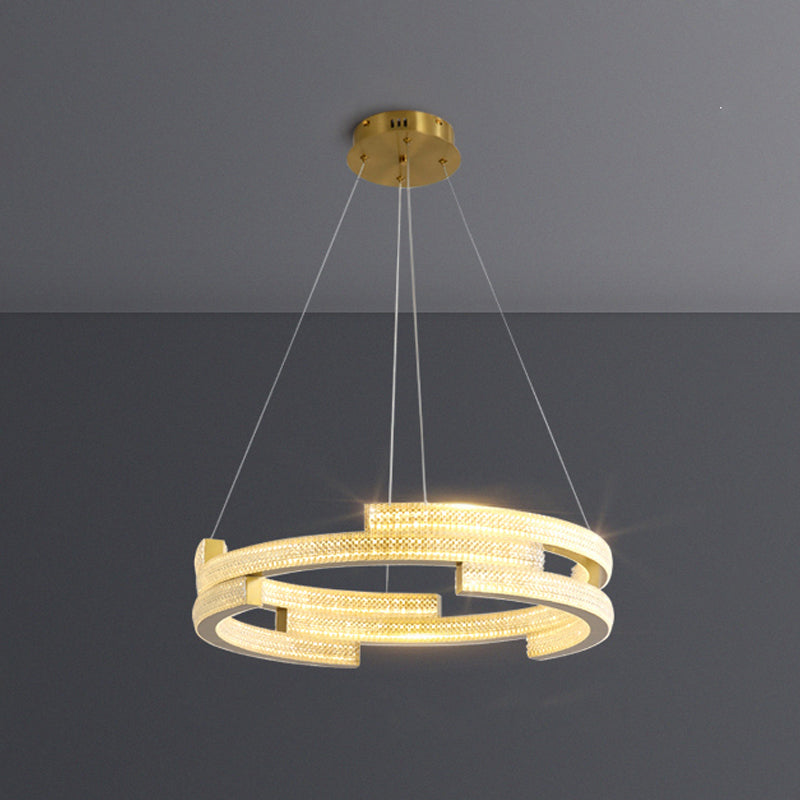 Contemporary Luxury LED Pendant Light Metal Linear Chandelier for Living Room