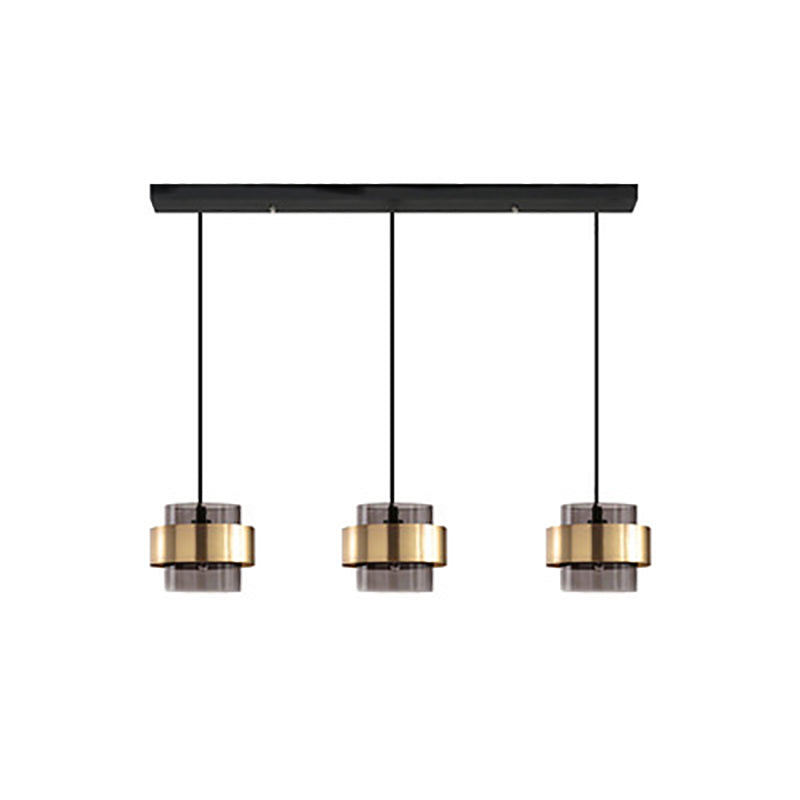 Elektroplat -Metallheizlicht in moderner künstlerischer Stilglaszylindrische Hängelampe für Schlafzimmer