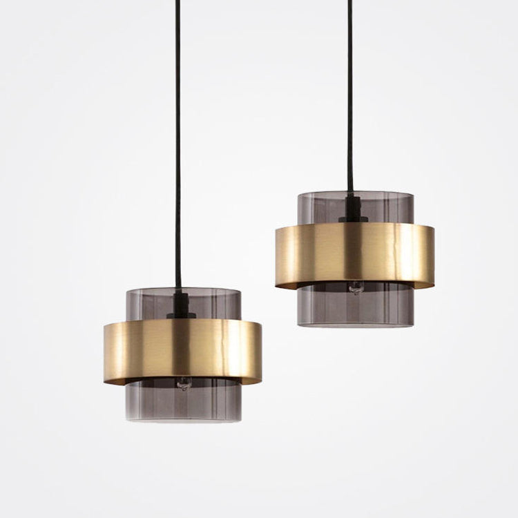 Elektroplat -Metallheizlicht in moderner künstlerischer Stilglaszylindrische Hängelampe für Schlafzimmer