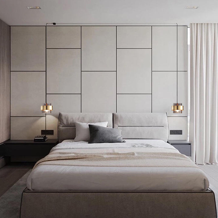 Elektroplat -Metallheizlicht in moderner künstlerischer Stilglaszylindrische Hängelampe für Schlafzimmer